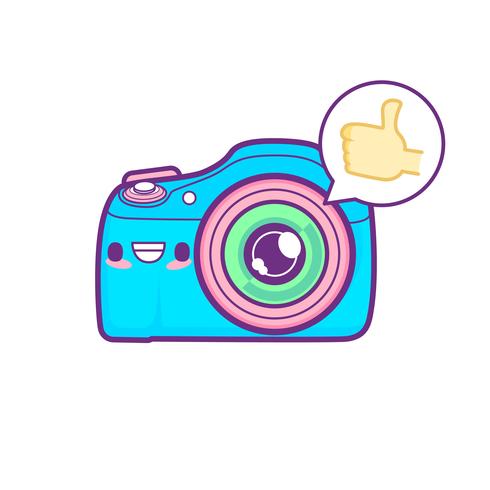 cute camera sticker emoticon vector