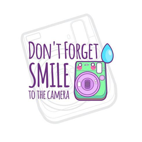 cute camera sticker emoticon vector