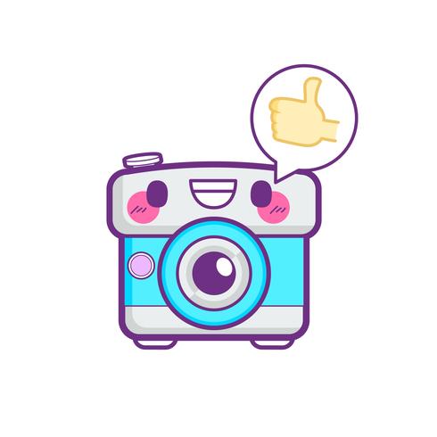 cute camera sticker emoticon vector