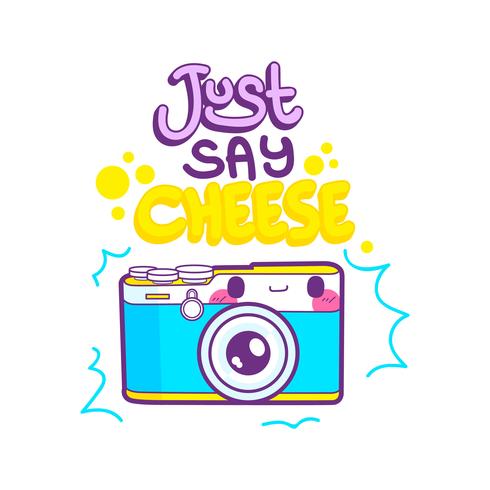 cute camera sticker emoticon vector