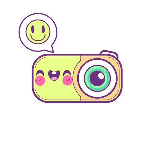 lindo emoticon de pegatina de cámara vector