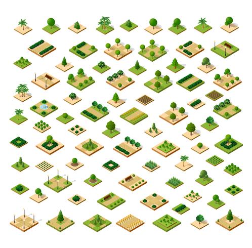 Isometric 3D set park vector