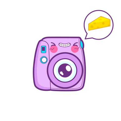 cute camera sticker emoticon vector