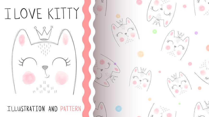 Cute little princess - seamless pattern vector