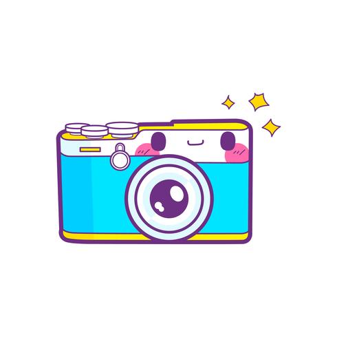 cute camera sticker emoticon vector