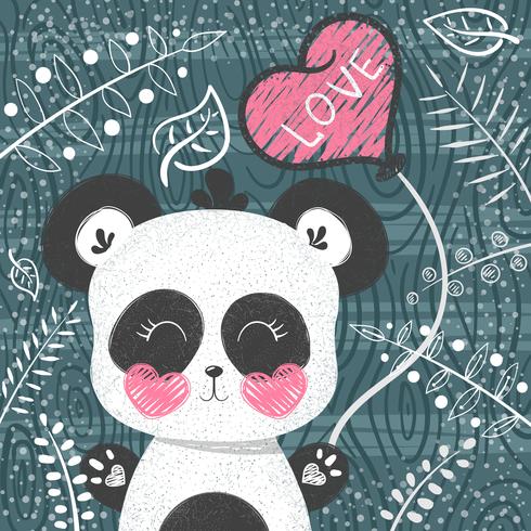 Cute panda pattern - little princess. vector