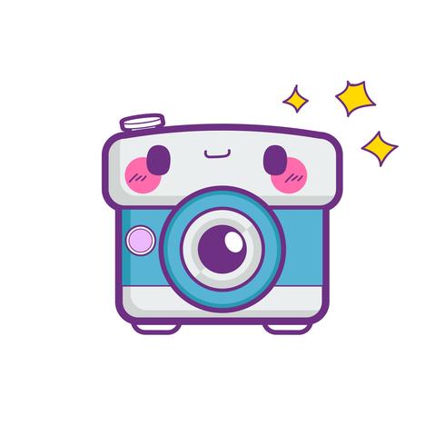 cute camera sticker emoticon vector