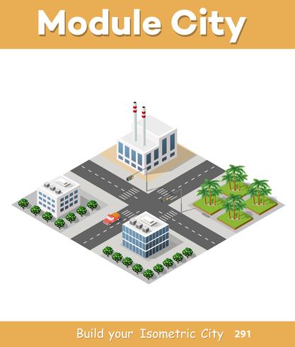 Set of isometric skyscrapers street vector