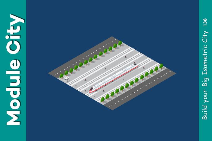 Isometric 3D transport train vector