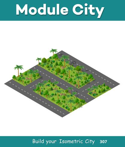 The isometric road in the forest vector
