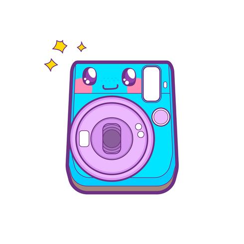 cute camera sticker emoticon vector