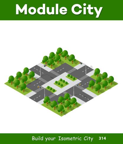 The isometric road in the forest vector