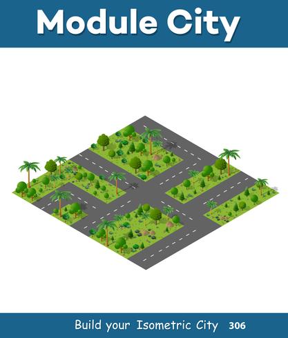 The isometric road in the forest vector