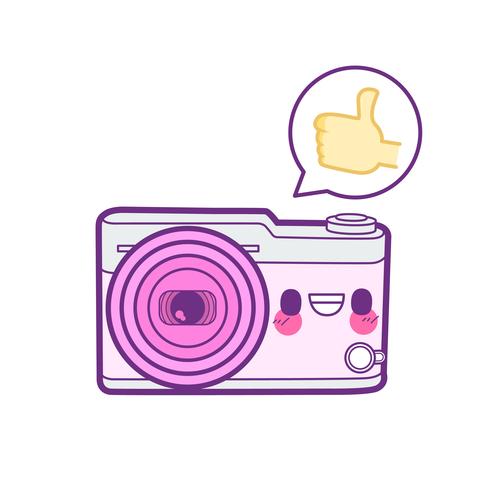 cute camera sticker emoticon vector