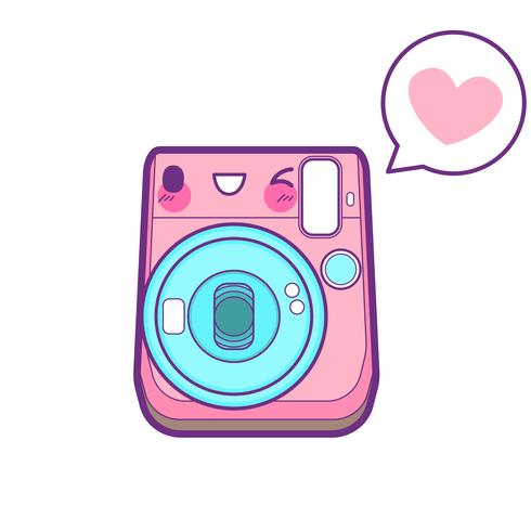 cute camera sticker emoticon vector