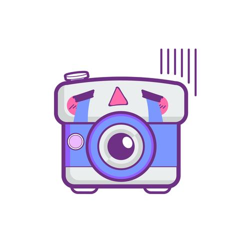 cute camera sticker emoticon vector