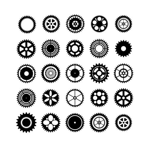 Set of silhouettes gears vector