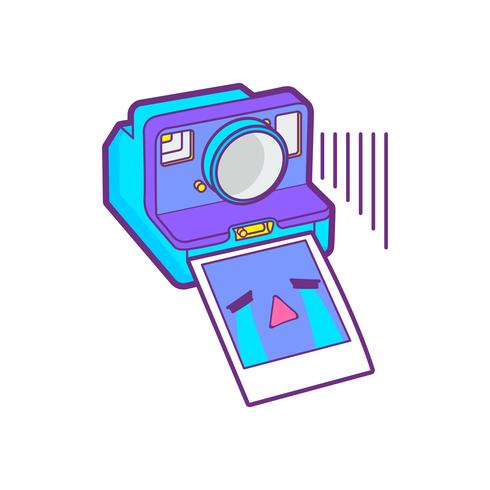 cute camera sticker emoticon vector