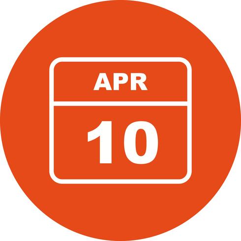 April 10th Date on a Single Day Calendar vector