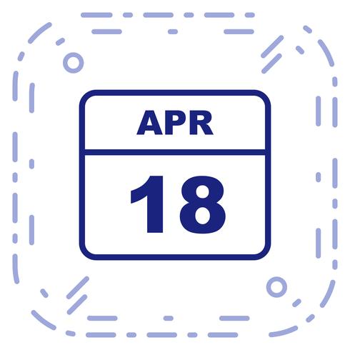 18 de abril Fecha en un calendario de un solo día vector