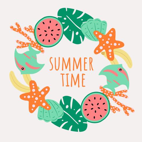 Free Flat Summer Beach Vector Background