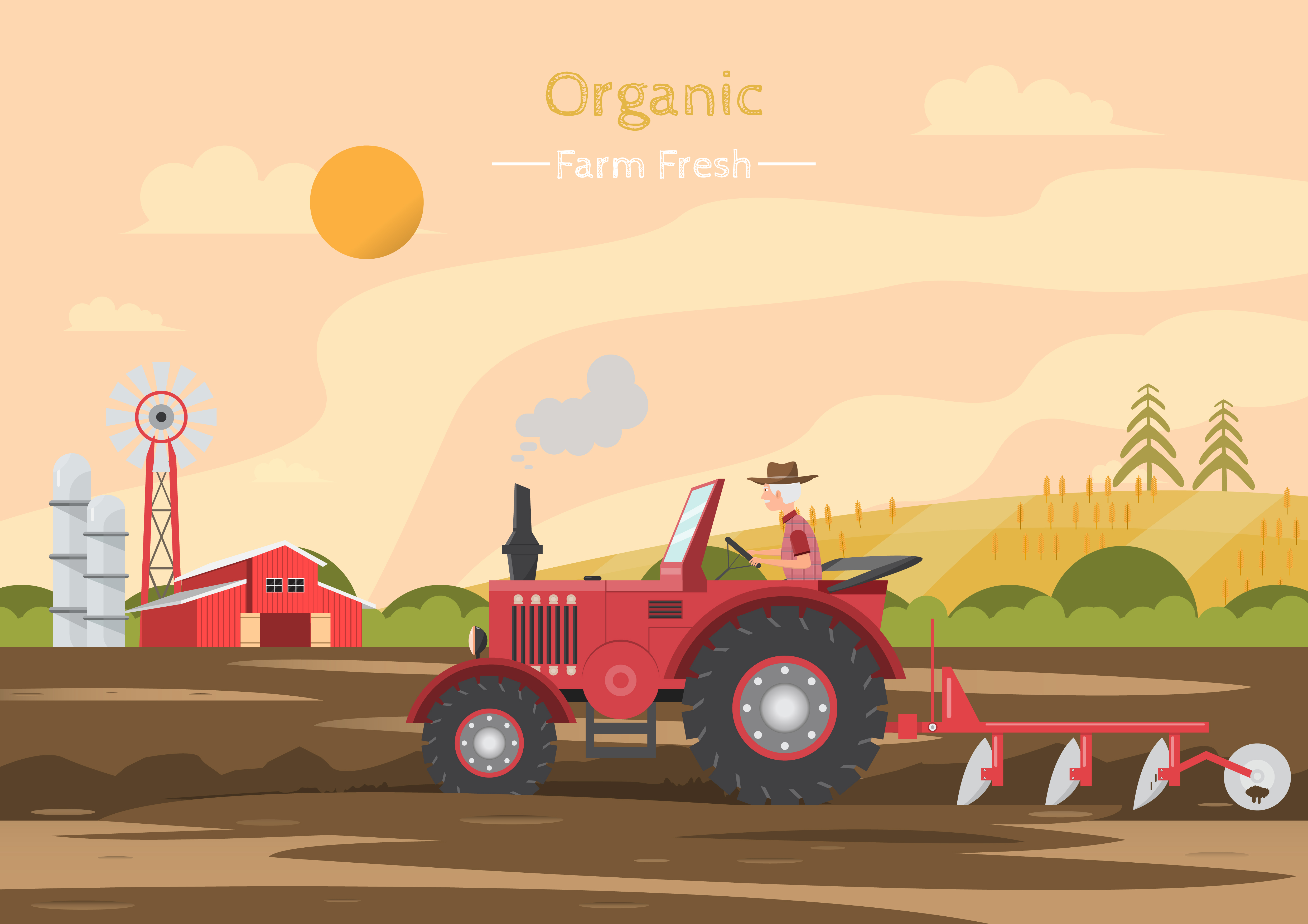 Agricultural work on a field with tractor. 486150 - Download Free