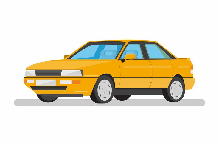 Coche plano del amarillo del diseño en el fondo blanco. vector