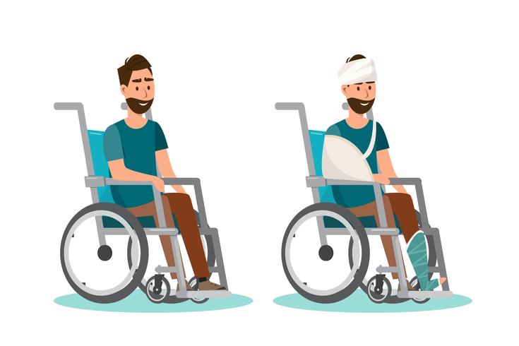 Man sit on a wheelchair with white background vector