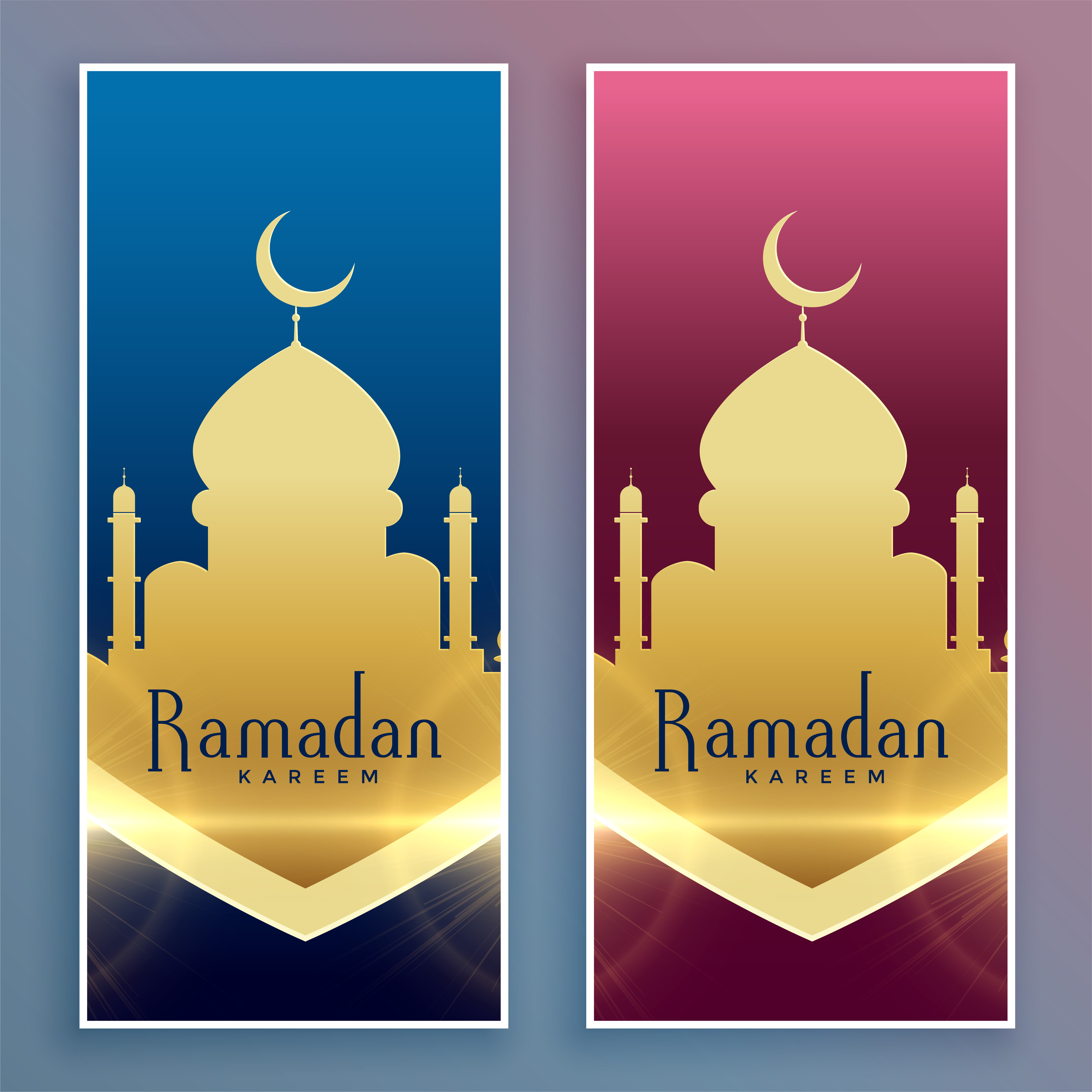 golden ramadan  kareem  islamic banner  set Download Free 