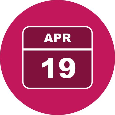 19 de abril Fecha en un calendario de un solo día vector