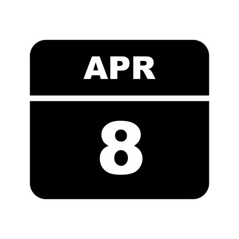 April 8th Date on a Single Day Calendar vector