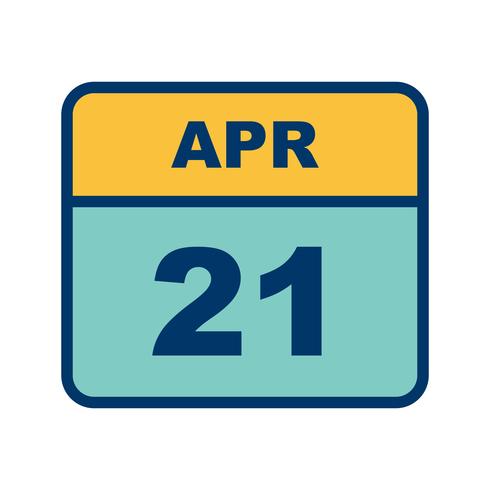 April 21st Date on a Single Day Calendar vector