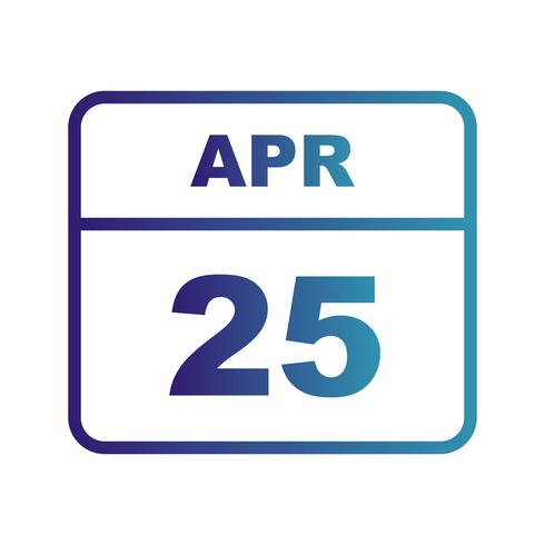 April 25th Date on a Single Day Calendar vector