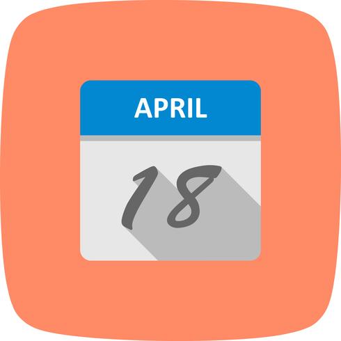 18 de abril Fecha en un calendario de un solo día vector