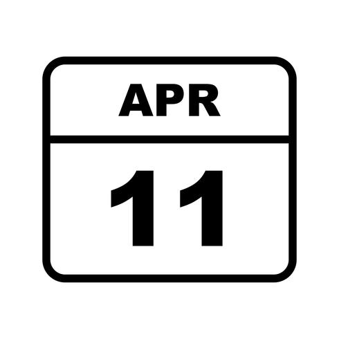 April 11th Date on a Single Day Calendar vector