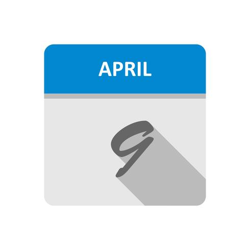 April 9th Date on a Single Day Calendar vector