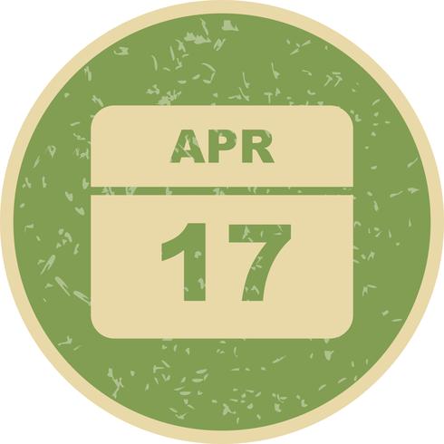 April 17th Date on a Single Day Calendar vector