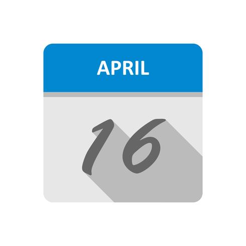 April 16th Date on a Single Day Calendar vector