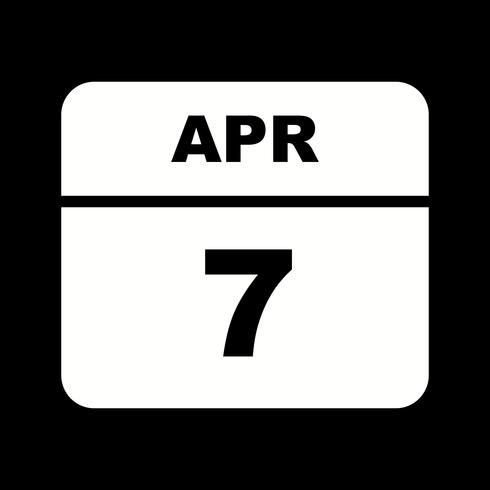 7 de abril Fecha en un calendario de un solo día vector