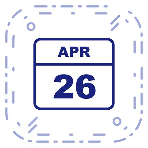 April 26th Date on a Single Day Calendar vector