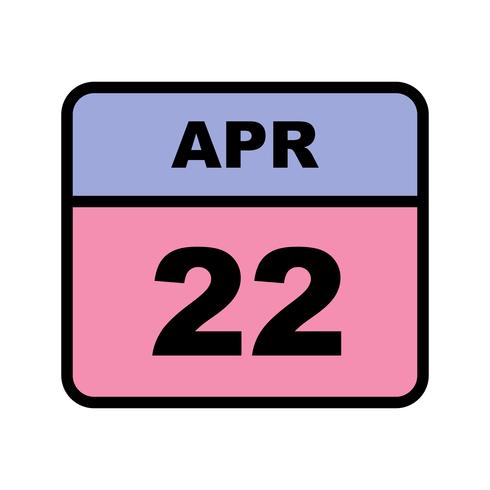 April 22nd Date on a Single Day Calendar vector