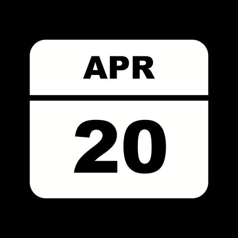 April 20th Date on a Single Day Calendar vector