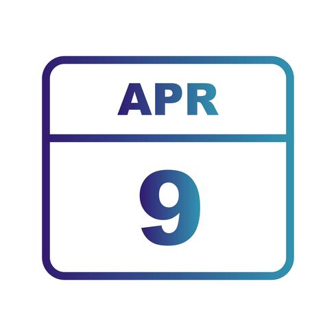 April 9th Date on a Single Day Calendar vector