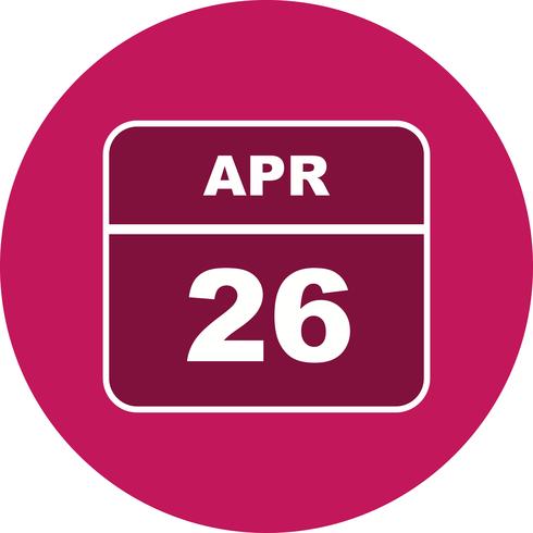 26 de abril Fecha en un calendario de un solo día vector