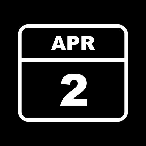 April 2nd Date on a Single Day Calendar vector