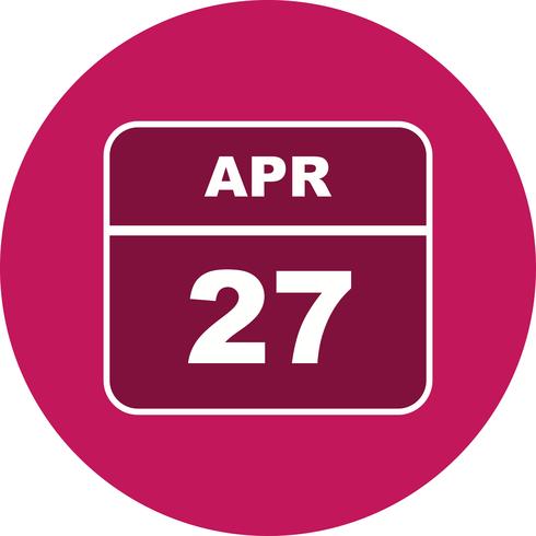 April 27th Date on a Single Day Calendar vector