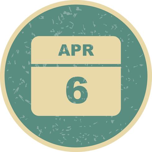 April 6th Date on a Single Day Calendar vector