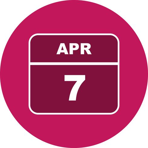 7 de abril Fecha en un calendario de un solo día vector