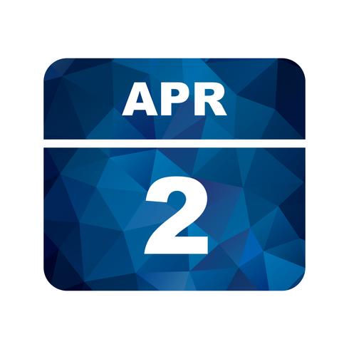 2 de abril Fecha en un calendario de un solo día vector