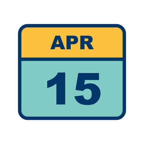 15 de abril Fecha en un calendario de un solo día vector